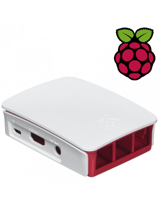 Boitiers - Boîtier officiel Raspberry Pi 3 blanc et rouge - 1