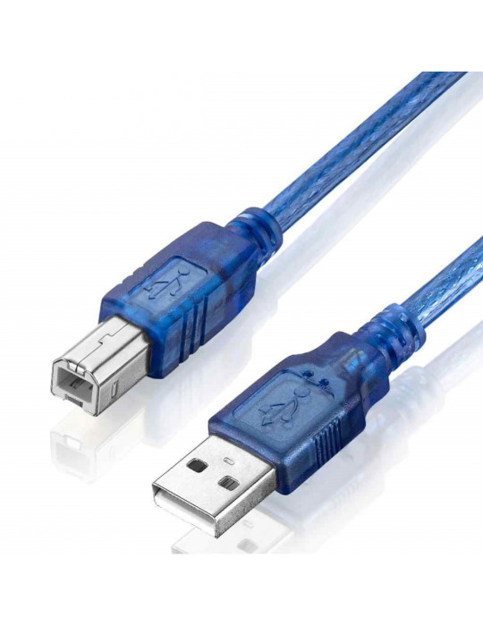 Connectiques / Câblages - Câble USB de 1 mètre - type A mâle - type B mâle - bleu - 1